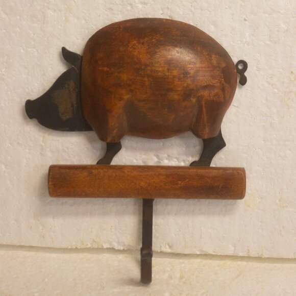 Vintage Pier One Farmhouse Rustic Pig Hook - Picture 1 of 4